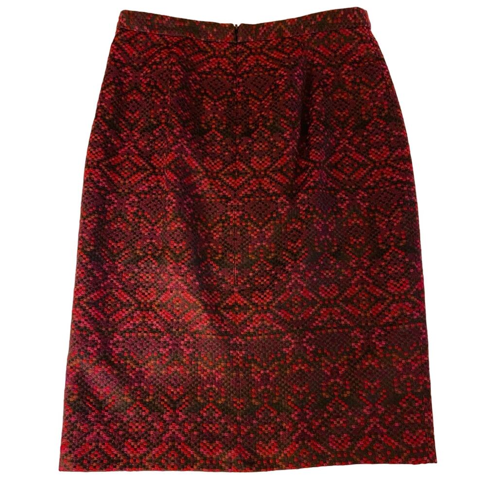 Halogen Knee-Length Purple Geometric Front-Split Skirt, Sz 12 - Picture 4 of 6